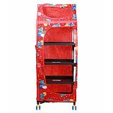 Maanit Foldable Collapsible Wardrobe with 5 Shelves - Red