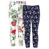 Naughty Ninos Pack Of 2 Flower Printed Ankle Length Leggings - Blue & White