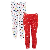 Naughty Ninos Pack of 2 Heart & Star Printed Ankle Length Leggings - White & Red