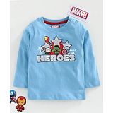 Babyhug Full Sleeves Tee Avengers Print - Sky Blue