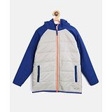 Cherry Crumble By Nitt Hyman Raglan Full Sleeves Solid Colour Hooded Jacket - Grey & Blue