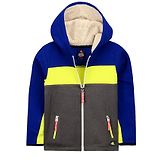 Cherry Crumble By Nitt Hyman Full Sleeves Colour Block Pattern Hooded Jacket - Grey & Blue