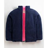 Cherry Crumble By Nitt Hyman Full Sleeves Solid Sweat Jacket - Navy Blue