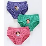 Red Rose Cotton Panties Dora Print Pack of 3 - Green Purple Pink