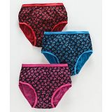 Red Rose Printed Panties Pack of 3 - Red Blue Pink