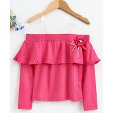 Vitamins Full Sleeve Off Shoulder Top - Hot Pink