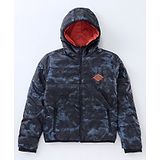 Ruff Full Sleeves Hooded Padded Slim Fit Jacket jns Patch - Navy Blue