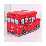 Muren Foldable Storage Box cum Stool Fire Fighter Bus Design - Red