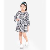 Naughty Ninos Full Sleeves Checked Dress - Grey