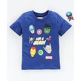 Babyhug Half Sleeves Biowashed Marvel Avengers Print - Blue