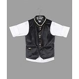 Actuel Full Sleeves Shirt With Waistcoat - Black