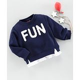 Play by Little Kangaroos Full Sleeves Winter Wear Tee Fun Patch  - Navy Blue