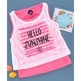 Vitamins Sleeveless Dual Layered Party Top Text Print - Neon Pink