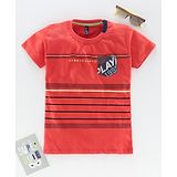 Play by Little Kangaroos Half Sleeves Tee Text Print - Red