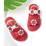 Babyoye Sandals Floral Appliques - Red