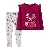 Carters Carter's 2-Piece Long-Sleeve Tee & Fox Legging Set - Purple