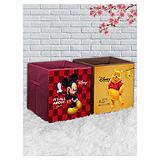 Disney By Kuber Mart Industries Winnie the Pooh & Mickey Storage Box Pack of 2 - Maroon Brown