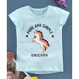 Fox Baby Short Sleeves Tee Unicorn Print - Blue