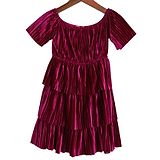 Piccolo Pleated Half Sleeves Dress - Maroon