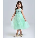 Babyhug Sleeveless Frock With Sequins - Mint Blue