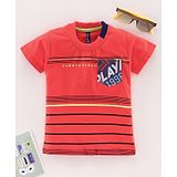 Play by Little Kangaroos Half Sleeves Tee Text Print - Red