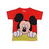 Disney By Wear Your Mind Disney By Crossroads Mickey Mouse Character Print Half Sleeves Tee - Red