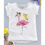 Fox Baby Short Sleeves Tee Flamingo Print - White