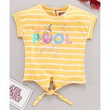 Little Kangaroos Top Half Sleeves Text Print - Yellow