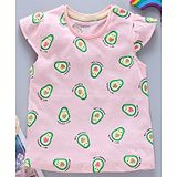 Fox Baby Cap Sleeves Top Avocado Print - Pink