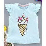 Fox Baby Half Sleeves Top Ice Cream Print - Blue