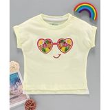 Fox Baby Half Sleeves Top Heart Print - White