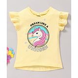 Vitamins Cap Sleevees Top Unicorn Print - Yellow