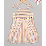 Budding Bees Sleeveless Striped Dress - Off White