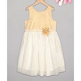 Budding Bees Sleeveless Glittery Dress - Cream & White