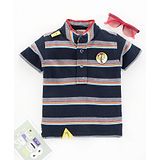 Little Kangaroos Half Sleeves Striped Tee - Navy Blue