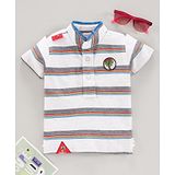 Little Kangaroos Half Sleeves Striped Tee - White