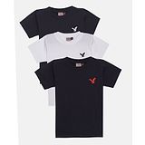 Actuel Pack Of 3 Half Sleeves 100% Cotton Solid Color T-Shirt - Black White & Navy