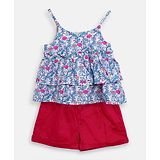 Nauti Nati Sleeveless Floral Print Top With Shorts - Blue