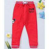 Babyhug Full Length Lounge Pant Mickey Mouse Print - Red