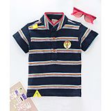 Little Kangaroos Half Sleeves Striped Tee - Navy Blue (Stripes colour may vary)