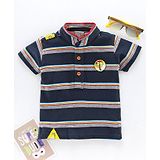 Little Kangaroos Half Sleeves Striped T-Shirt - Blue