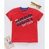 Little Kangaroos Half Sleeves Tee Text Print - Red