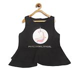 Tiny Girl Sleeveless Unicorn Print Top - Black