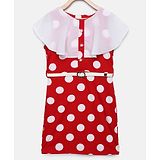 Tiny Girl Short Sleeves Polka Dots Printed Dress - Red