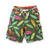 Vitamins Shorts with Rope Belt Surf Boards Print - Green