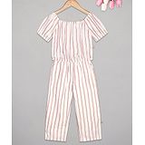 Budding Bees Striped Half Sleeves Top With Pants - White