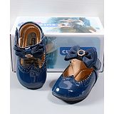 Cute Walk by Babyhug Party Wear Belly Shoes Bow Appliques - Navy Blue