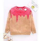 Yellow Apple Full Sleeves Sweater - Pink Cream