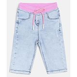 Tales & Stories Tales and Stories Solid Cotton Washed Capri - Light Blue Pink