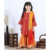 Babyhug Three Fourth Sleeves Kurti with Pant & Dupatta - Red